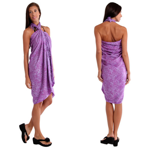 Floral Design Top Quality Sarong in Purple