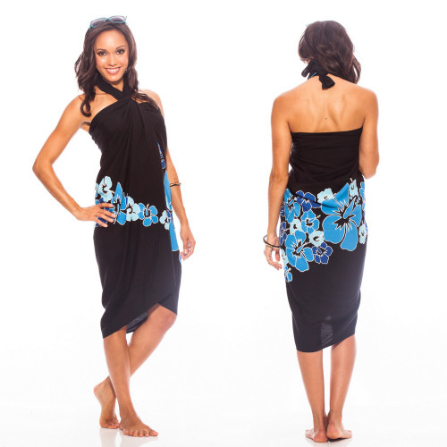 Top Quality Hawaiian Sarong in Blue Fringeless