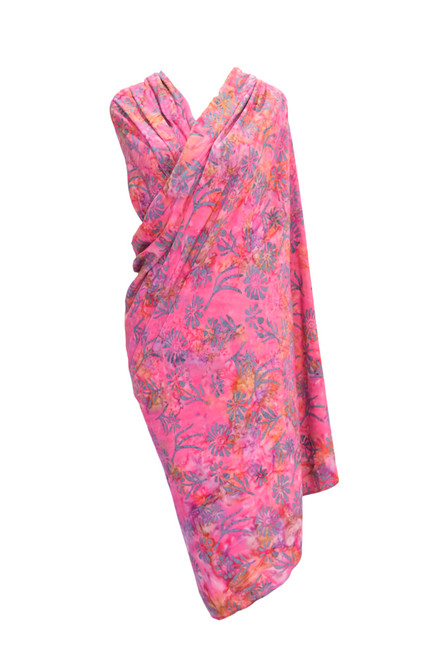 Candy Pink Floral Top Quality Plus Size Sarong - Fringeless Sarong