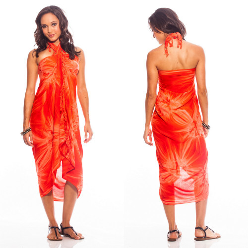 Top Quality Smoked Sarong in Orange