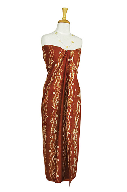 Batik Top Quality Sarong in Tie-Dye Burnt Orange