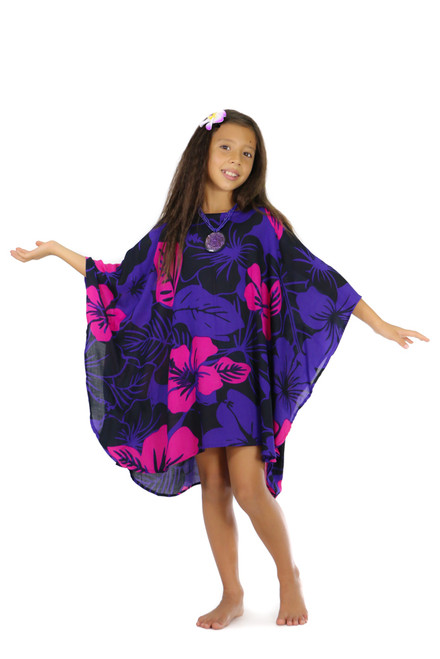 Girls Poncho Floral Poncho Summer Fun Pink and Purple