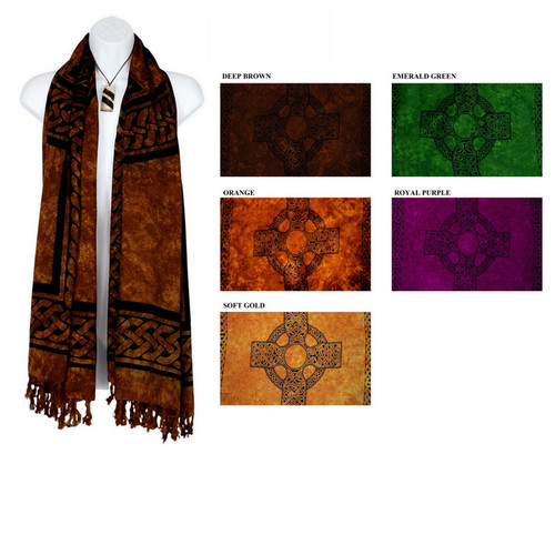 Celtic Cross Plus Size Scarf, Wrap or Shawl - in your choice of colors