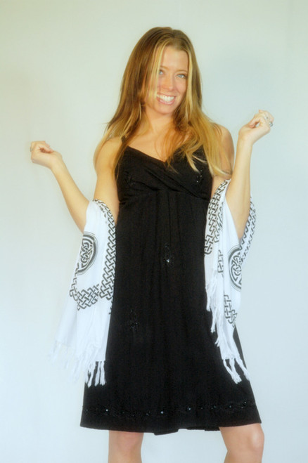 Celtic Knot Scarf / Sarong "White"