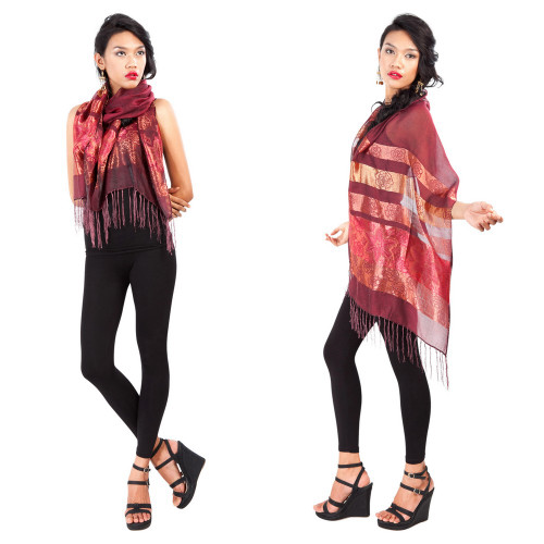 Elegant Silky Scarf in Maroon