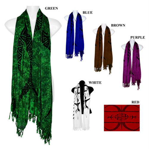 Tattoo Design Extra Wide Neck Scarf, Wrap or Shawl - in your choice of colors