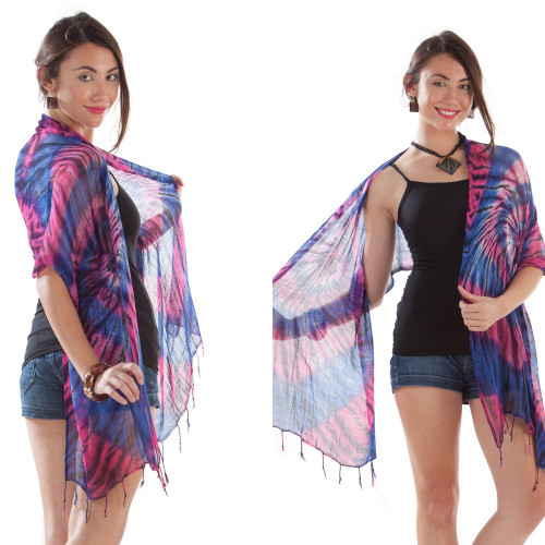 Tie Dye Gauze Scarf in Pink and Purple
