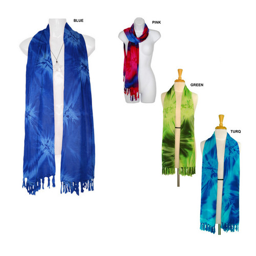 Tie Dye Motif Extra Wide Neck Scarf, Wrap or Shawl - in your choice of colors