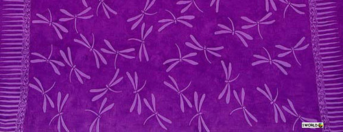 Dragonflies Half Sarong "Purple"