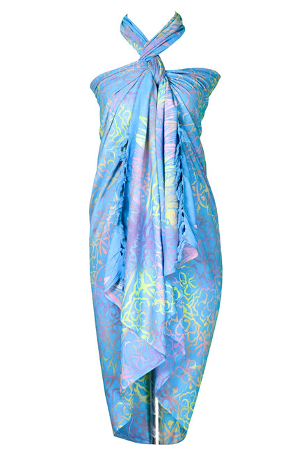 Abstract Top Quality Sarong in Light Blue