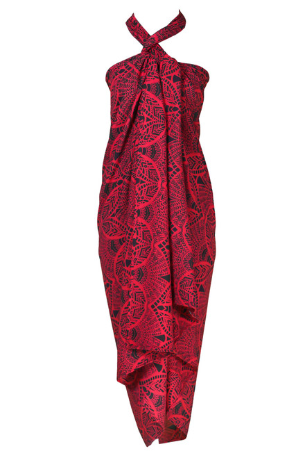 1 World Sarongs Abstract Katedral Motif Sarong in Red