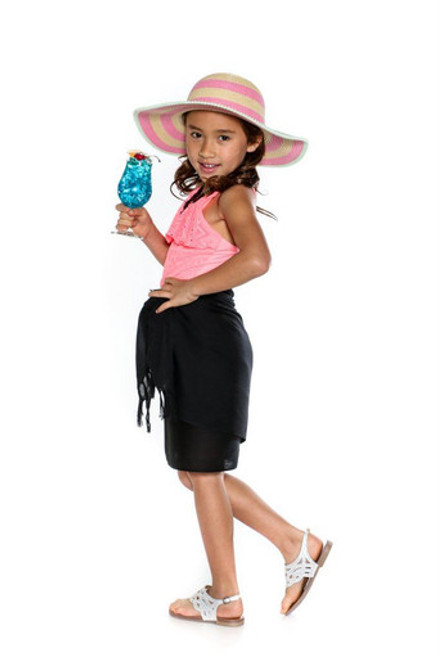 1 World Sarongs Child Sarongs for Cover-up Solid Half Sarong in Black