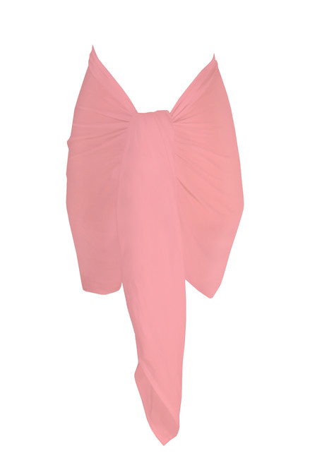 1 World Sarongs Kids Mini Solid Fringeless Swimsuit Cover-Up Sarong in Pastel Peach Pink