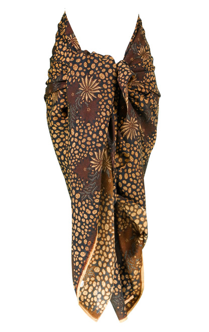1 World Sarongs Female Traditional Batik in Top Quality Cotton Sarong in Brown and Black - Design 68
