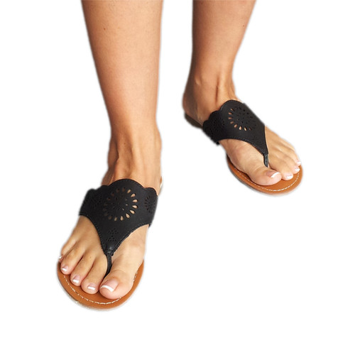 Black Leather Women's Sandal