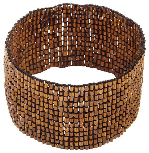 Set of 3 Beaded Stretch Bracelet in Brown