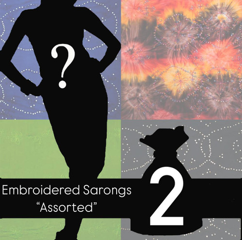1 World Sarongs Top Quality Embroidered Sarong - Assorted Sarong Mix 2 pcs
