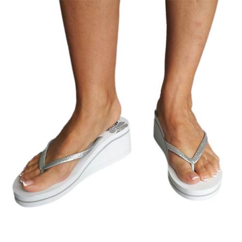 Miami White Sparkle Women's Wedge
