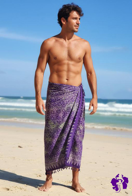 Abstract Top Quality Men Sarong in Purple - Almost gone. Don't Miss Out
