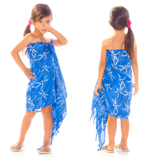 Girls Dragonfly Half Sarong in Light Blue