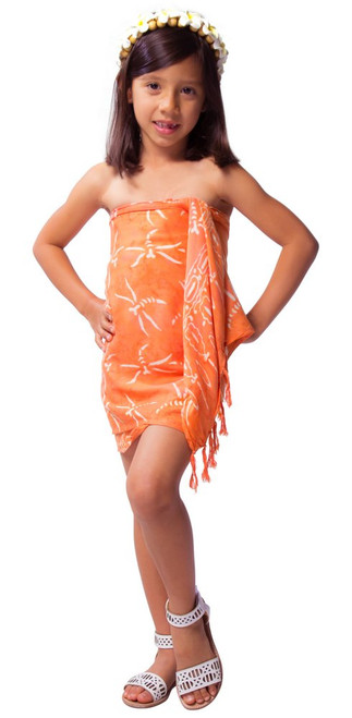 Kids Dragonfly Half Sarong/Mini Sarong in Orange