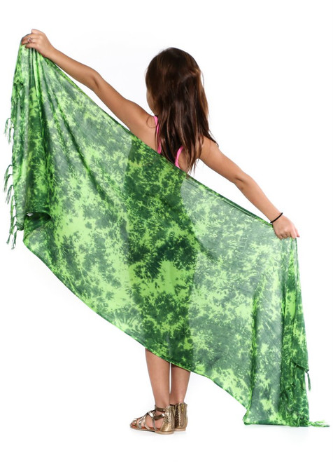 Girls Smoked Half Sarong Green/Light Green