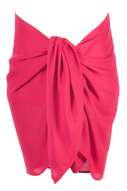 Girls Solid Color Fringeless Half Sarong in Hot Pink Girls Solid Color Fringeless Half Sarong in Hot Pink