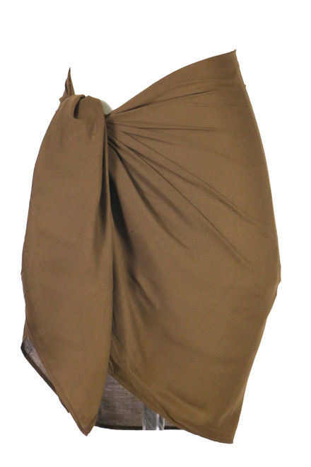 Girls Solid Color Fringeless Half Sarong in Light Brown