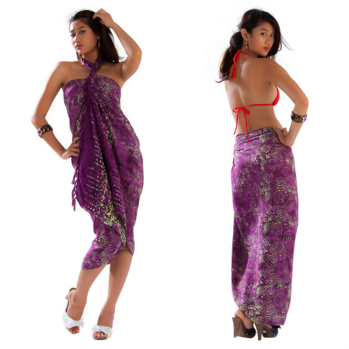 Abstract Swirl Sarong in Purple