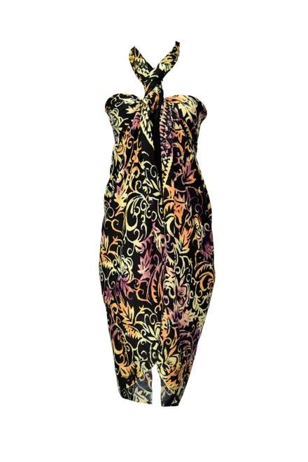 Abstract Leaf Sarong in Black