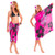 Floral Sarong "Pink Temptation" Magenta and Black - Fringeless Sarong