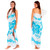 Floral Sarong "Blissful Sea" Baby Blue and White - Fringeless Sarong