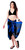 Hibiscus Sarong in Blue On Black Fringeless