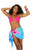 Hawaiian Floral Half Sarong in Turquoise/Pink