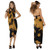 Split Color Hibiscus Flower Sarong in Brown/Black