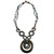 Triple Bead String Necklace with Triple Round Wooden Pendant in Black