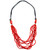 8 Beaded String Necklace with Metal Accents in Red
