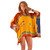 Abstract Tiki Tunic Yellow/Blue Poncho Cover-Up with V-Neck