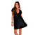 Solid Black Deep V-Neck Cover-Up Short Dress