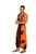 Mens Sarong Beach Wrap Hibiscus Flower/Floral Cover-Up Sarong in Orange/Black