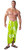 Hibiscus Mens Sarong Lime Green/White