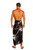 Mens Beach Wrap Big Hibiscus Floral Cover-Up Sarong in Black