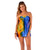 Tie Dye Strapless Cover-Up Top in Blue, Purple and Yellow