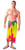 Mens Tie Dye Sarong in Red and Green Zig Zag Chevron Print