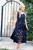 Womens Black Long Dress With Hand Painted Bamboo Design - Final Sale - No Returns