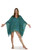 Abstract Leaf Fringed Poncho in Green