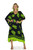 Hibiscus Top Quality Long Poncho Kaftan in Lime Green / Black