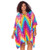 Tie Dye Poncho Cover Up with V-Neck