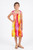 1 World Sarongs Kids Tube Top Sundress with Embroidered Tie Dye in Orange, Yellow, and Pink L/XL