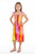 1 World Sarongs Kids Tube Top Sundress with Embroidered Tie Dye in Orange, Yellow, and Pink S/M